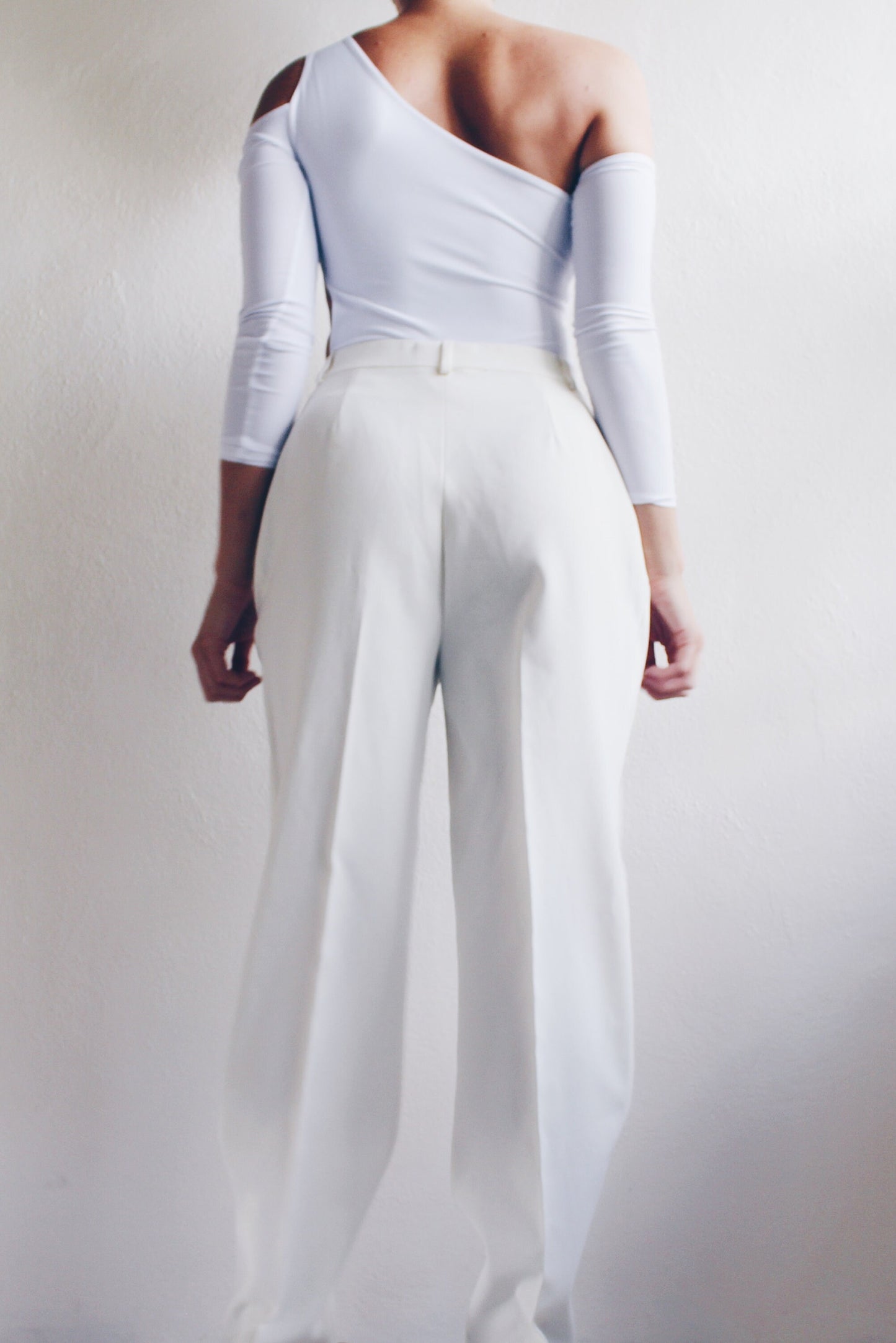 High Waisted Cream Pleated Pants / Androgynous pleated ivory Trousers / Off white Vintage Dapper slacks