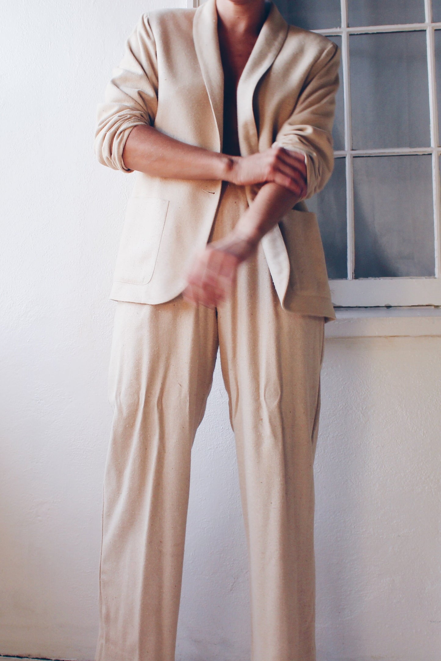 Linen Christian Dior suit set / Dior Light tan blazer pants suit / Minimalist two piece set