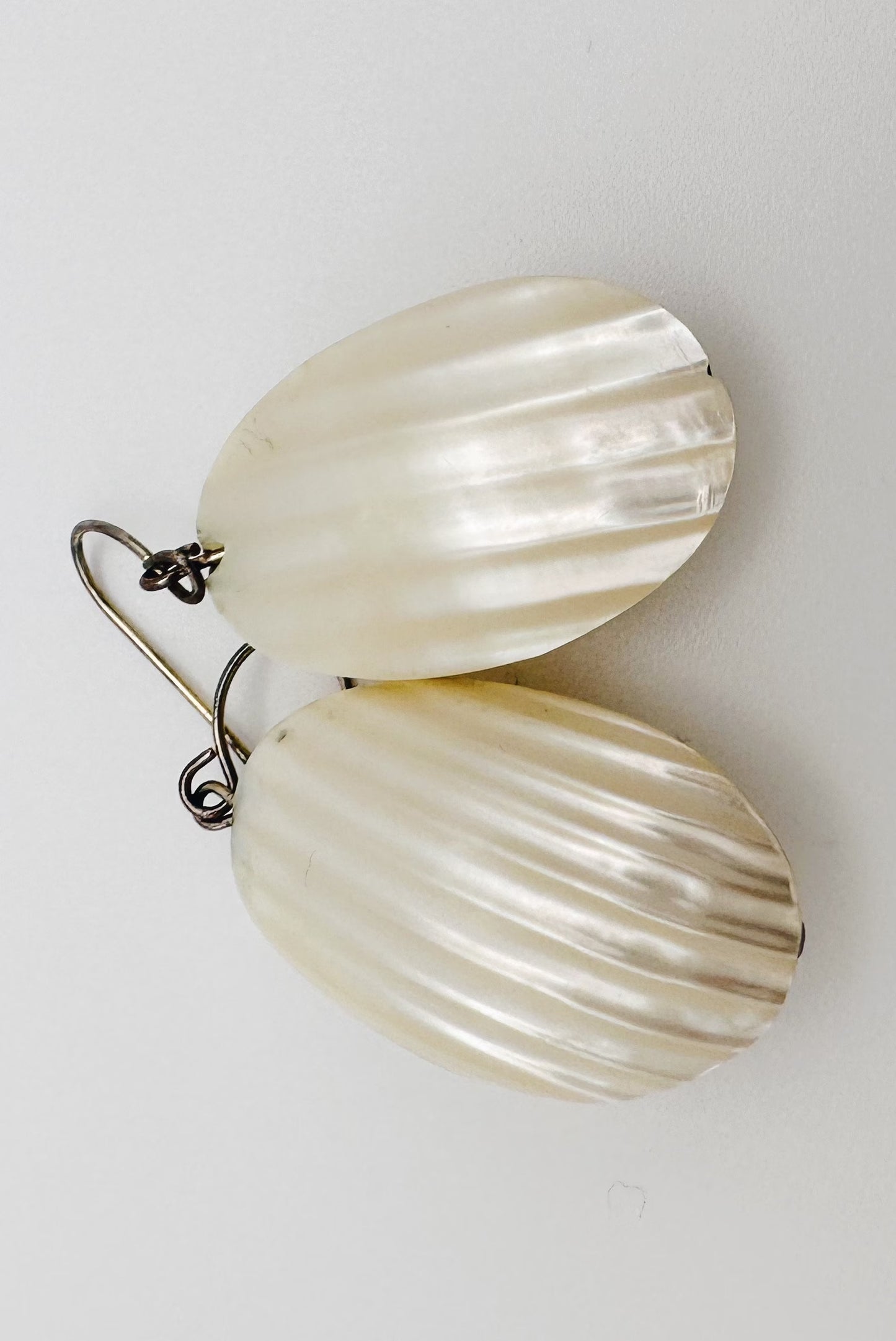 oval mother of pearl dangle earrings