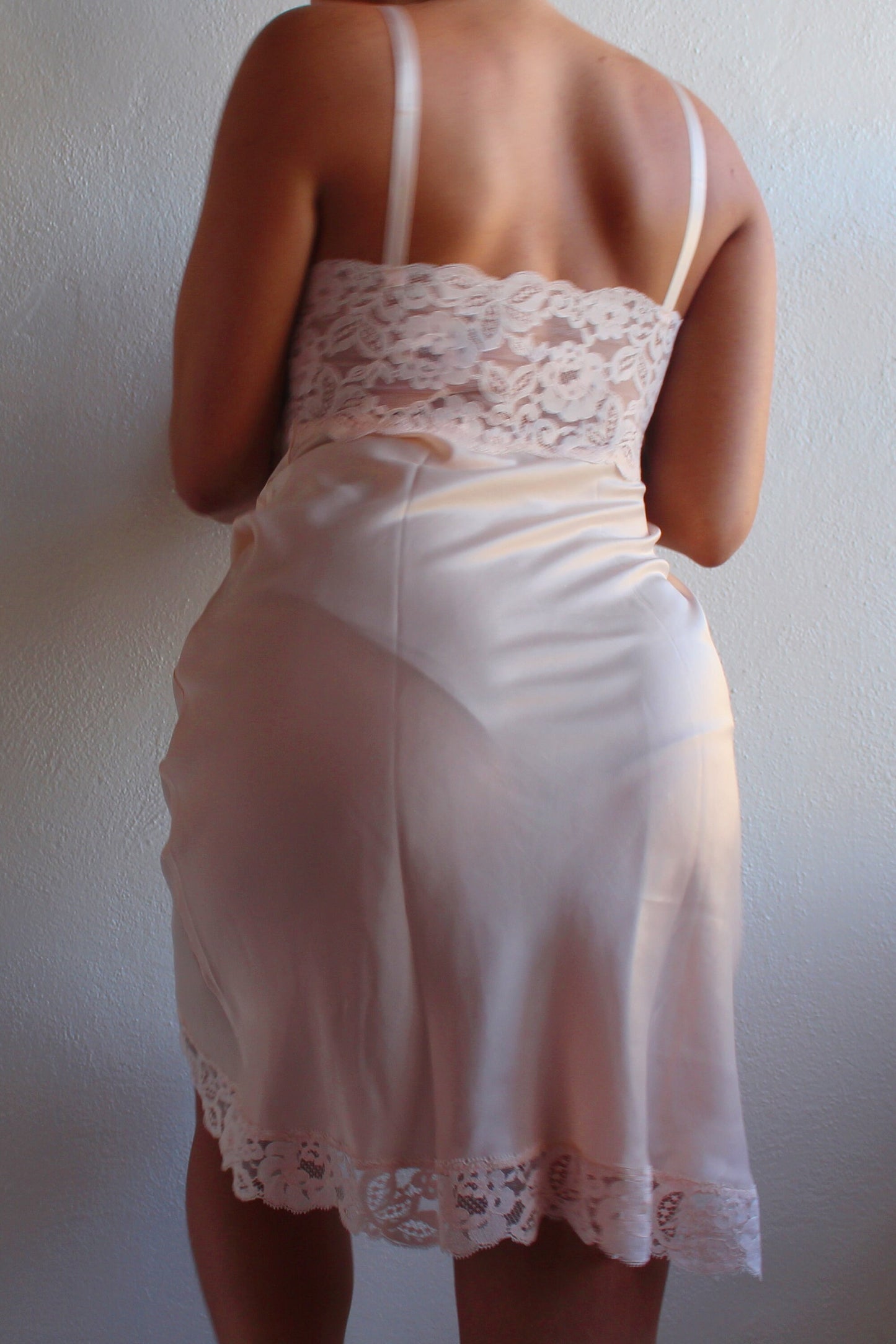 Vintage Pale Pink Nightgown - Sheer Lace Bust | Cute Coquette Summer Slip