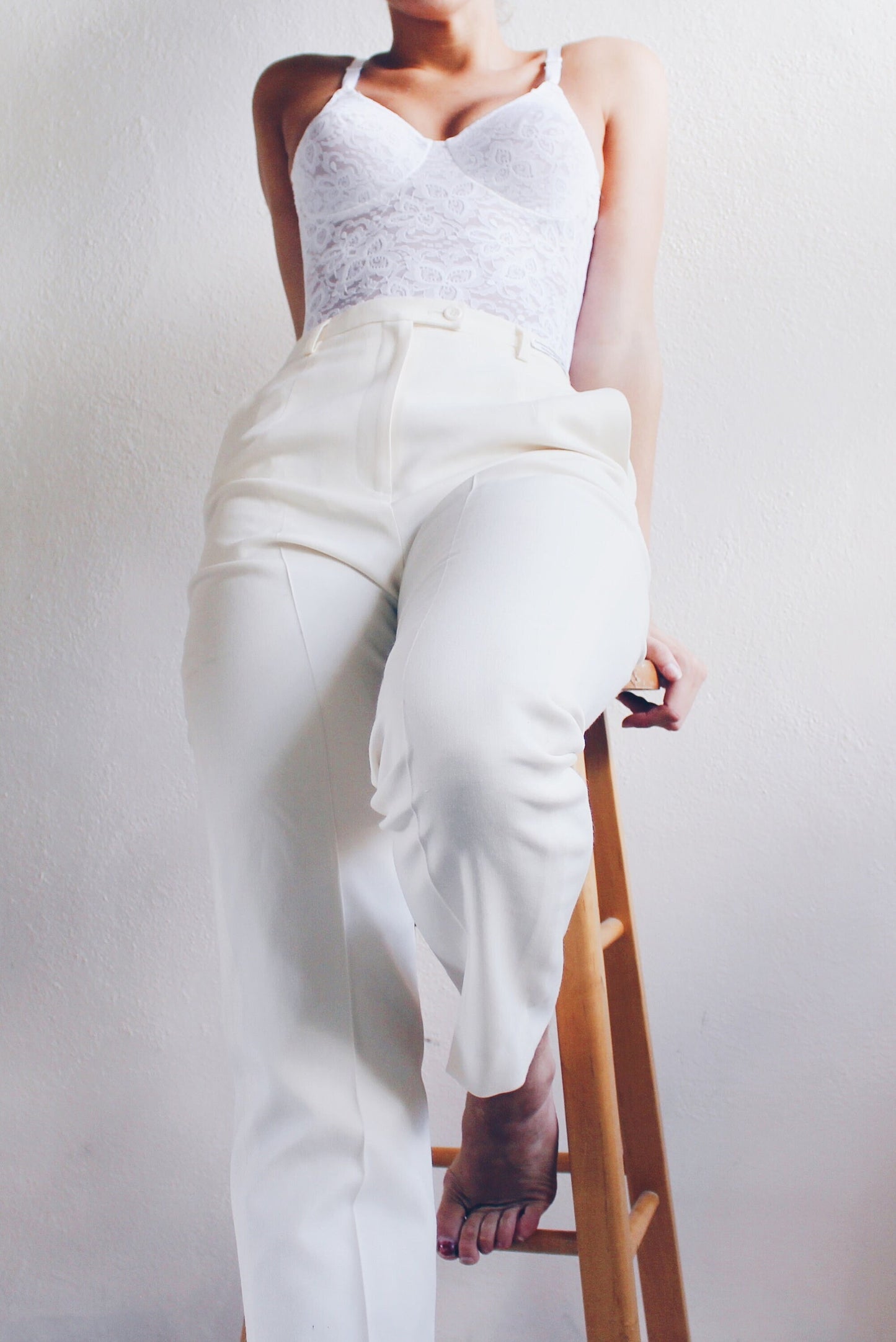 Vintage 1990s Pendleton Wool Ivory High Waisted Pleated Pants - Minimalist Chic Ralph Lauren Style | High Quality Women's Trousers