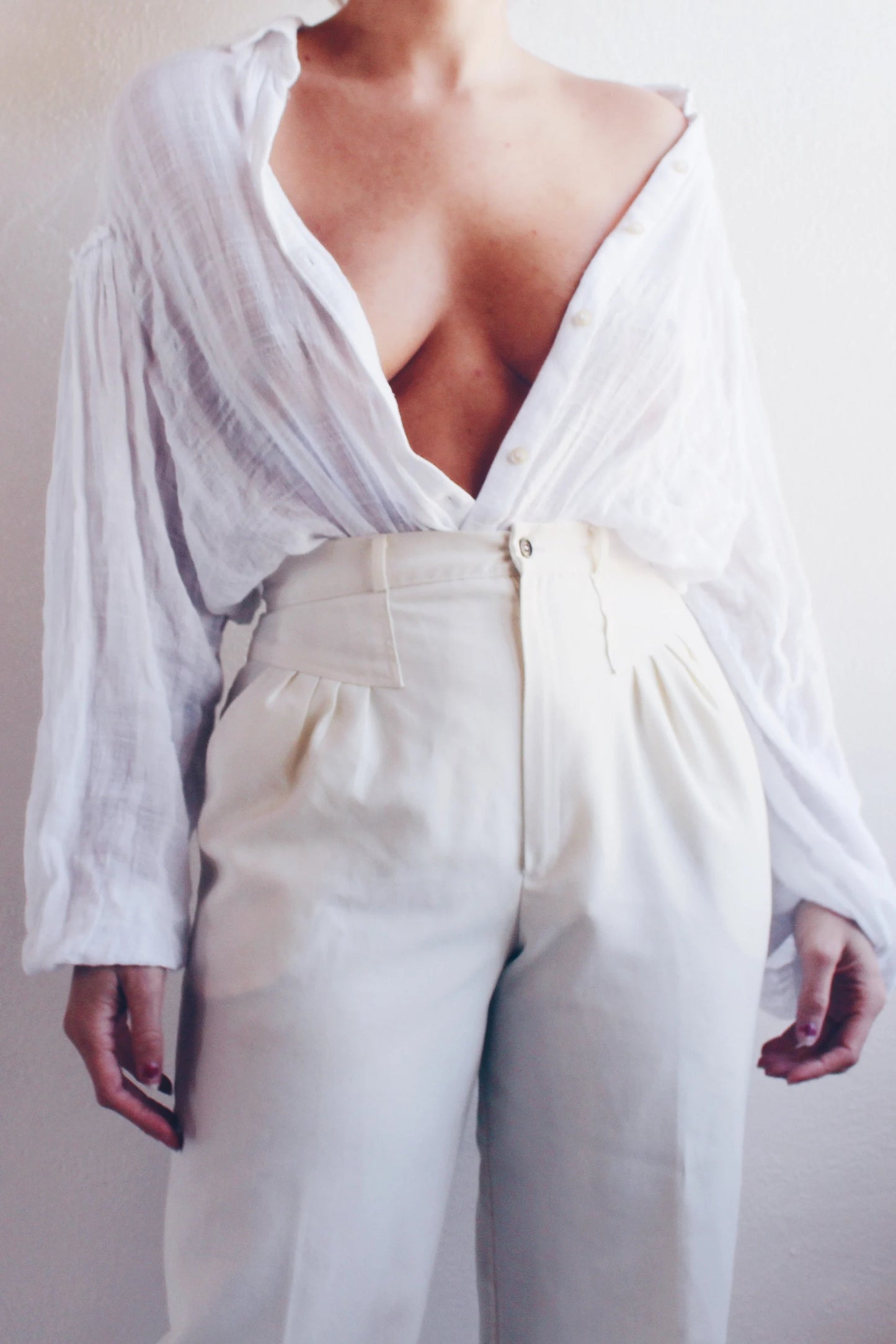 Cotton Gauze Peasant Shirt / White Pleated Rennaissance blouse / Boho Free People Summer Shirt dress