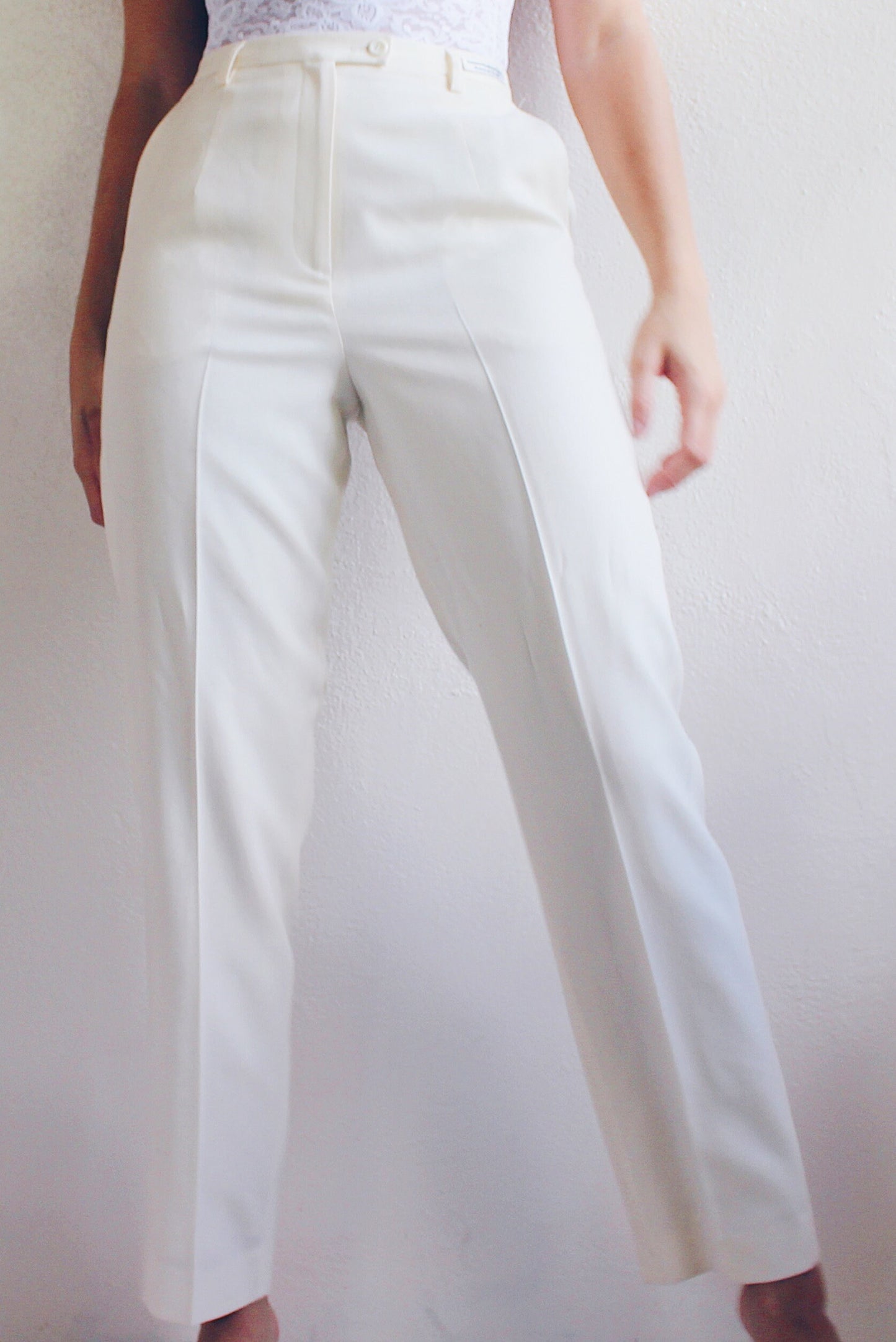 Vintage 1990s Pendleton Wool Ivory High Waisted Pleated Pants - Minimalist Chic Ralph Lauren Style | High Quality Women's Trousers