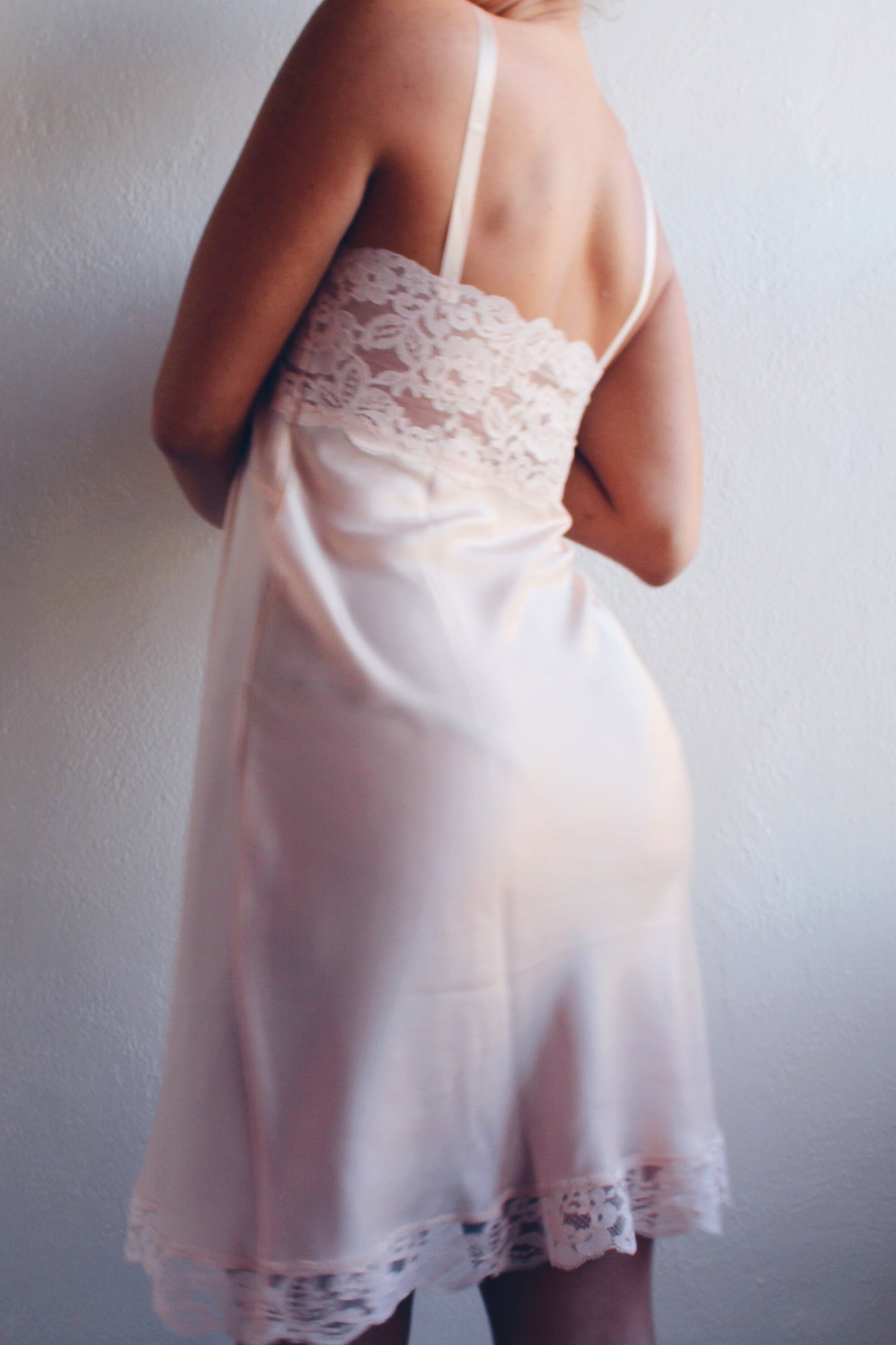 Vintage Pale Pink Nightgown - Sheer Lace Bust | Cute Coquette Summer Slip