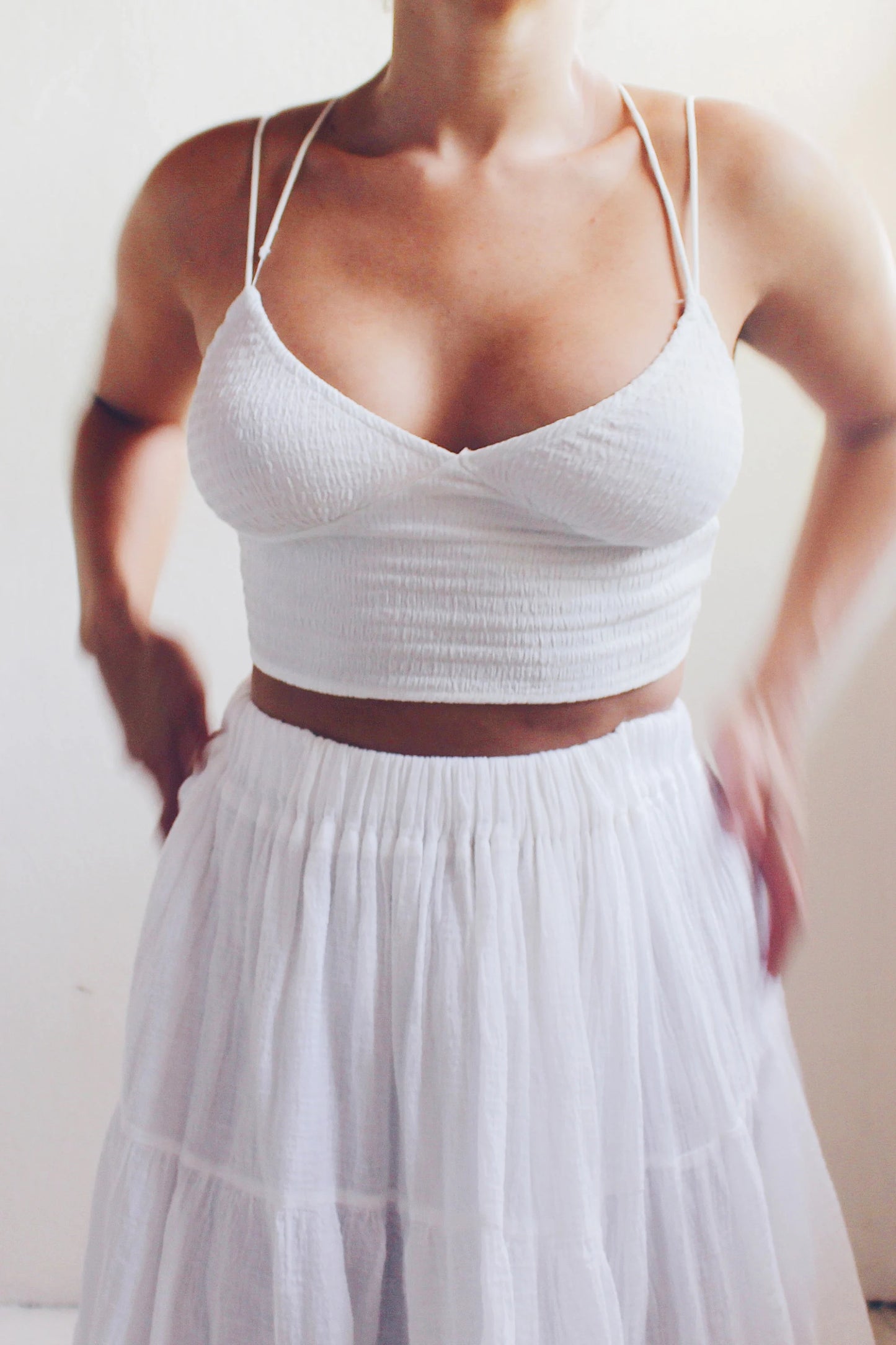 White cotton Bralette / cropped intimate white cami / light summer Crop top