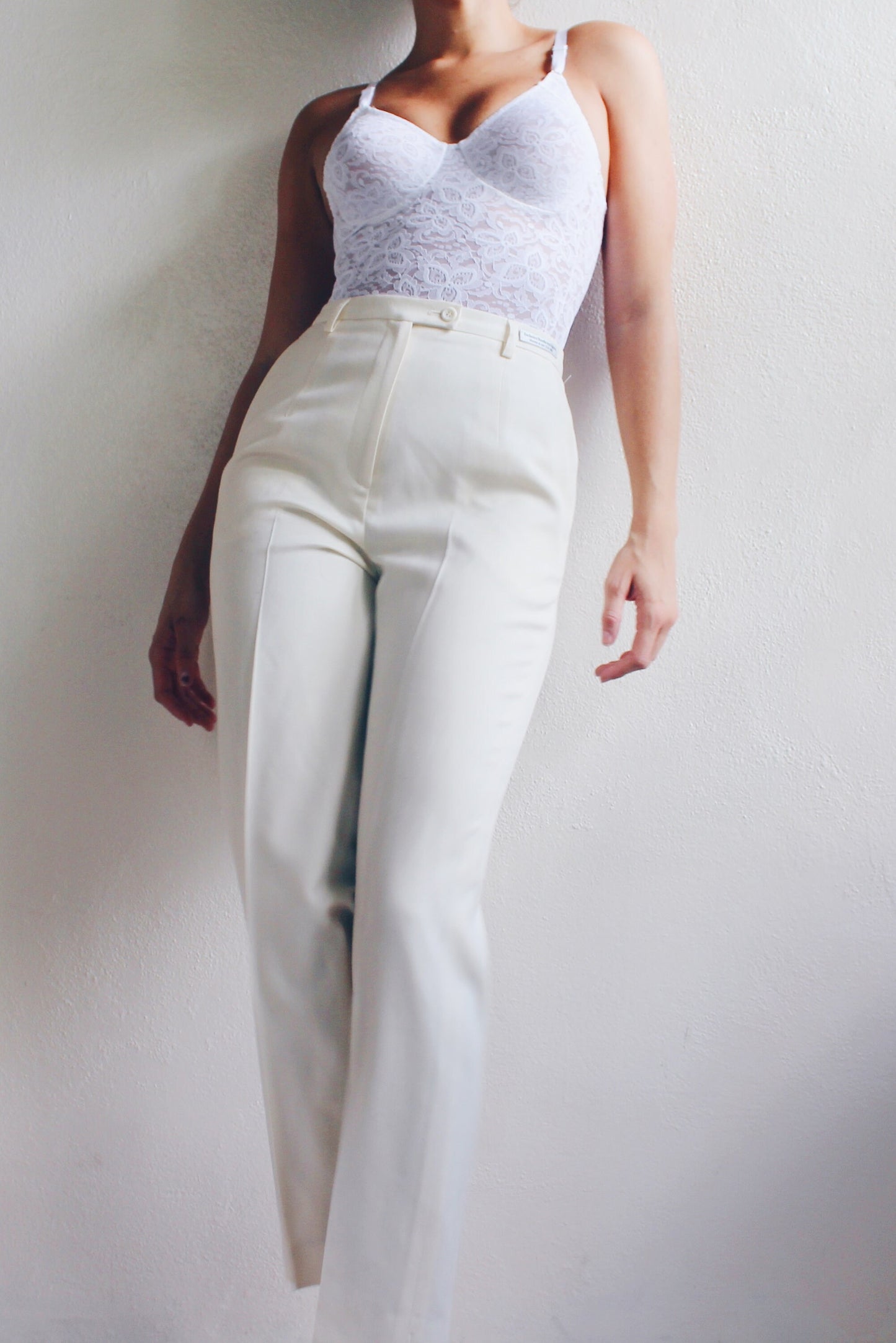 Vintage 1990s Pendleton Wool Ivory High Waisted Pleated Pants - Minimalist Chic Ralph Lauren Style | High Quality Women's Trousers