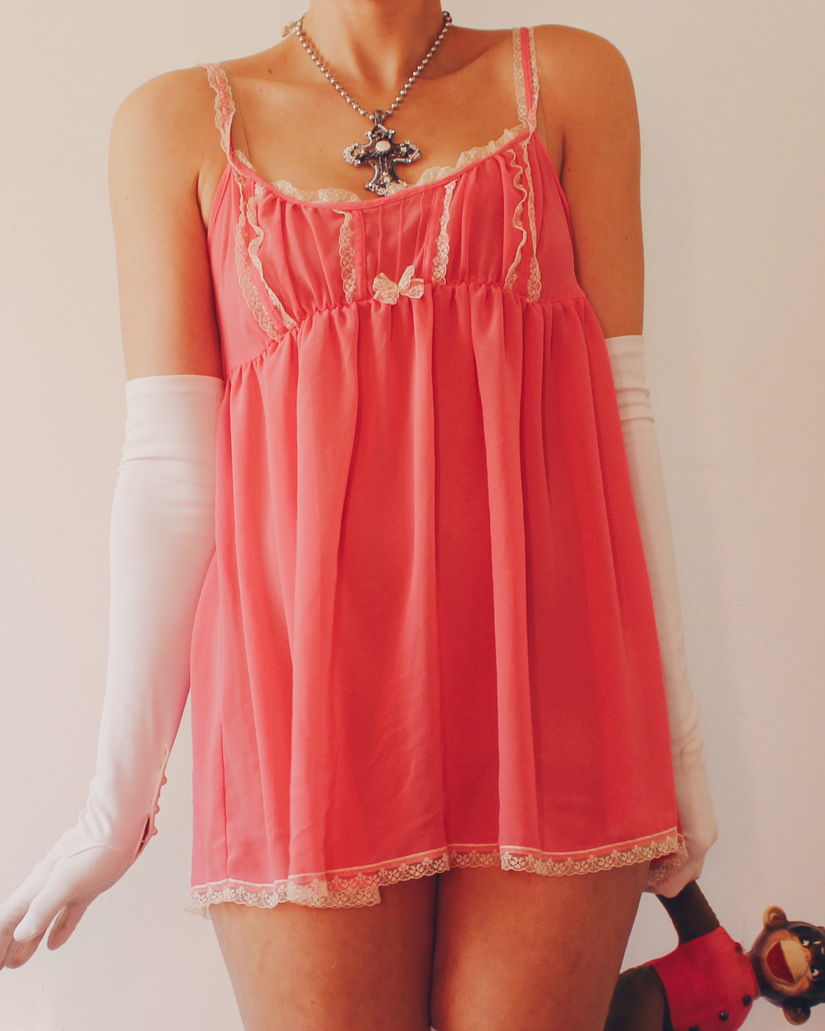 Vintage Victoria's Secret Pink Babydoll Camisole, Y2K Lingerie, Lace Trim Empire Waist Tank, Romantic Coquette Top